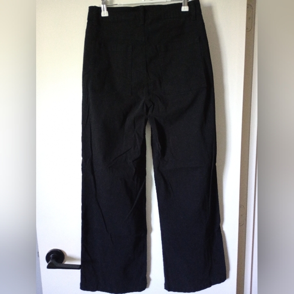 🙂Black Wide-Leg Cotton/Elastane Pants Size 4 - Picture 3 of 8